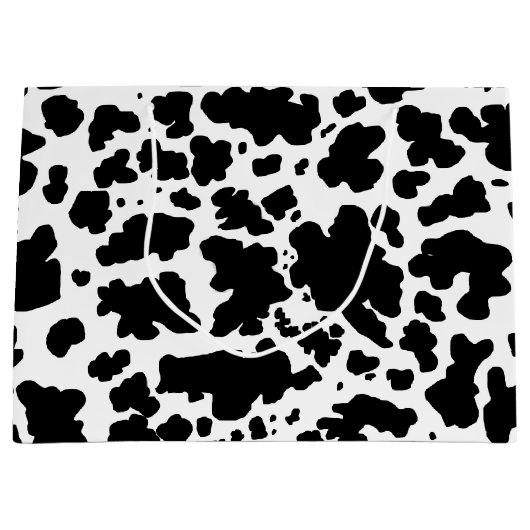 Modern Zwart Koe Skin Rodeo Dierenprint Groot Cadeauzakje (Voorkant)