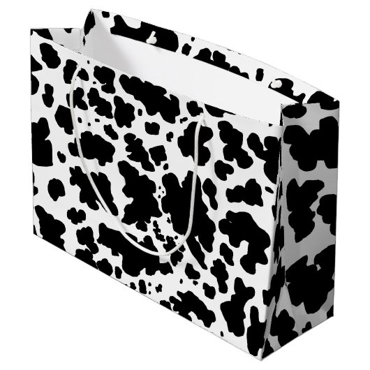 Modern Zwart Koe Skin Rodeo Dierenprint Groot Cadeauzakje (Achterkant Gekanteld)