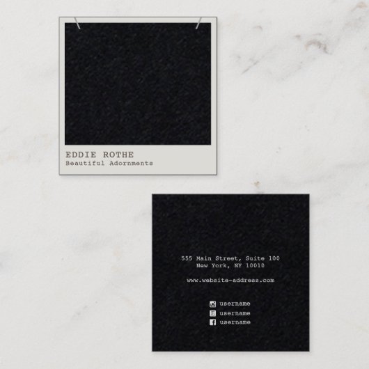 Modern zwart Kraft-Ketting beeldscherm Vierkante Visitekaartje (Voorkant / Achterkant)