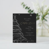 Modern zwart krijtbord kerstdiner uitnodigen (Staand voorkant)