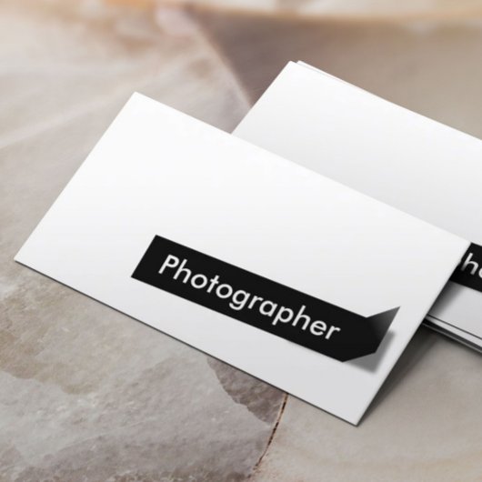 Modern zwart label fotograaf Visitekaartje