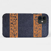 Modern zwart leder Case-Mate iPhone case (Achterkant (horizontaal))