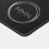 Modern zwart leder look monogram bureaumat (Hoek)