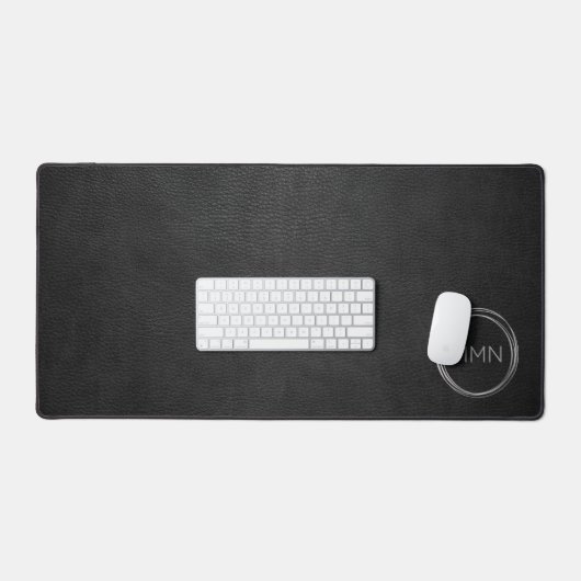 Modern zwart leder look monogram bureaumat (Keyboard & Muis)