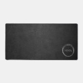 Modern zwart leder look monogram bureaumat (Voorkant)