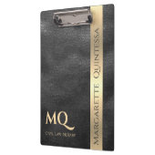Modern zwart lederen goud monogram stijlvolle naam klembord (Links)