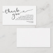 Modern zwart lettertype, huwelijk bedankt informatiekaartje (Voorkant / Achterkant)