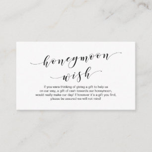 Modern zwart lettertype, Wedding Honeymoon Wish Fu Informatiekaartje