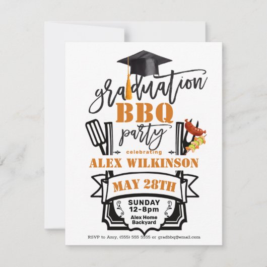 Modern Zwart Leuk Script 3 Foto AFSTUDEERDER BBQ P Kaart (Voorkant)