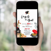 Modern Zwart Leuk Script Afstuderen BBQ Party Kaart