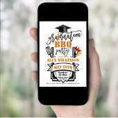 Modern Zwart Leuk Script Afstuderen BBQ Party Kaart