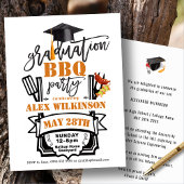 Modern Zwart Leuk Script Afstuderen BBQ Party Kaart