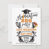 Modern Zwart Leuk Script Afstuderen BBQ Party Kaart (Voorkant)
