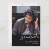 Modern Zwart Leuk Script Eenvoudig 4 Foto Afstuder Kaart (Voorkant)