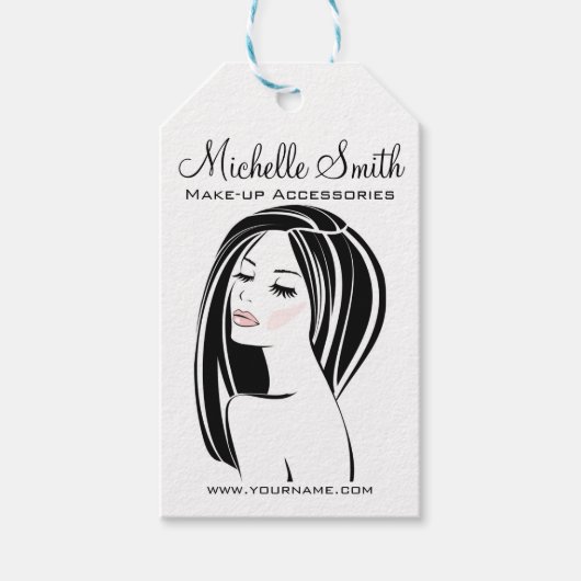 Modern Zwart Licht Roze Chic Wimper Make-up Arties Cadeaulabel (Voorkant)