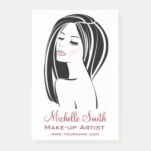 Modern Zwart Licht Roze Chic Wimper Make-up Arties Post-it® Notes (Voorkant)