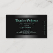 Modern Zwart Lichtgevend Blauwgroen Patroon Elegan Visitekaartje (Achterkant)