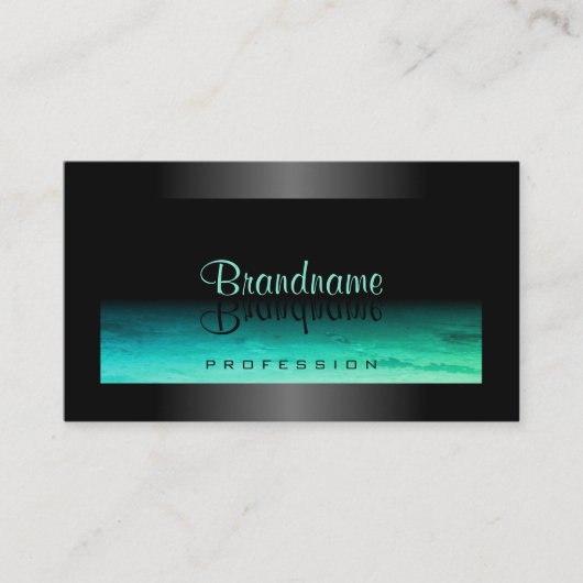 Modern Zwart Lichtgevend Blauwgroen Patroon Elegan Visitekaartje (Voorkant)