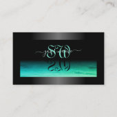 Modern Zwart Lichtgevend Blauwgroen Patterned en I Visitekaartje (Voorkant)