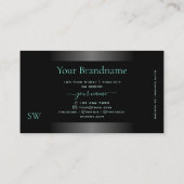 Modern Zwart Lichtgevend Blauwgroen Patterned en M Visitekaartje (Achterkant)