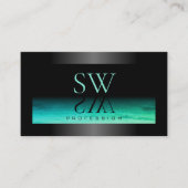 Modern Zwart Lichtgevend Blauwgroen Patterned en M Visitekaartje (Voorkant)