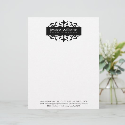 Modern Zwart Lijst  accenten Gepersonaliseerd Briefhoofd (Staand voorkant)