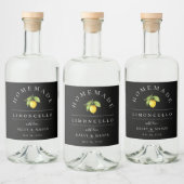 Modern Zwart Limoncello Drankenlabel Likeurfles Etiket (Flessen)