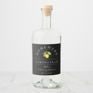 Modern Zwart Limoncello Drankenlabel Likeurfles Etiket