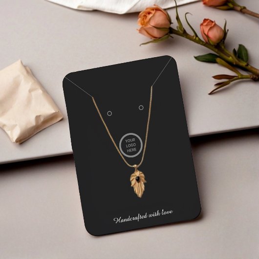 Modern Zwart Logo Ketting Sieraden Display Kaart Contactkaartje
