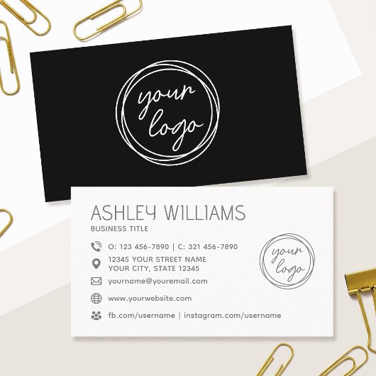 Modern zwart logo met aangepaste kleur professione visitekaartje
