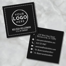 Modern Zwart Logo Professioneel Minimalistisch Vierkante Visitekaartje