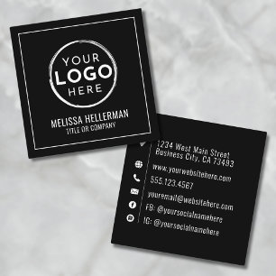 Modern Zwart Logo Professioneel Minimalistisch Vierkante Visitekaartje