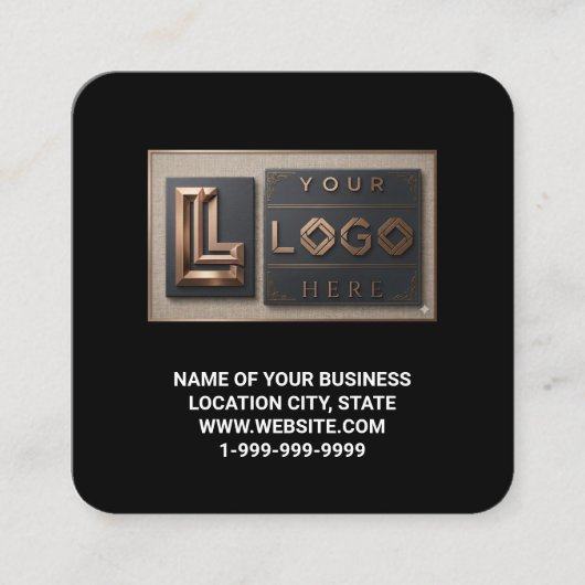 Modern Zwart Logo QR Code Scan Website Vierkant Vierkante Visitekaartje (Voorkant)