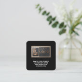 Modern Zwart Logo QR Code Scan Website Vierkant Vierkante Visitekaartje (Staand voorkant)