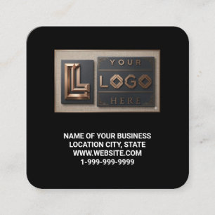 Modern Zwart Logo QR Code Scan Website Vierkant Vierkante Visitekaartje