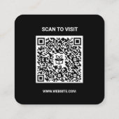 Modern Zwart Logo QR Code Scan Website Vierkant Vierkante Visitekaartje (Achterkant)