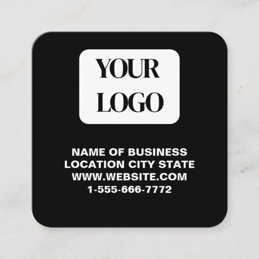 Modern Zwart Logo QR Code Scan Website Vierkant Vierkante Visitekaartje (Voorkant)