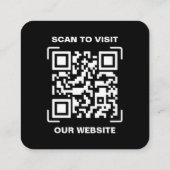 Modern Zwart Logo QR Code Scan Website Vierkant Vierkante Visitekaartje (Achterkant)