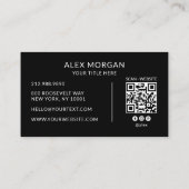 Modern Zwart Logo QR Code Visitekaartje (Achterkant)