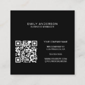 Modern zwart Logo QR-Visitekaartje Vierkante Visitekaartje (Achterkant)