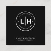 Modern zwart Logo QR-Visitekaartje Vierkante Visitekaartje (Voorkant)