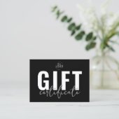 Modern Zwart Logo Zakelijk Cadeaubon Visitekaartje (Staand voorkant)