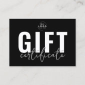 Modern Zwart Logo Zakelijk Cadeaubon Visitekaartje (Voorkant)