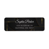 Modern Zwart Luxe Elegant Script Retouradres Etiket (Voorkant)