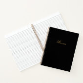 Modern Zwart & Luxe Gouden Script Monogram Notitieboek (Binnen)