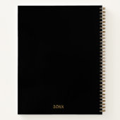 Modern Zwart & Luxe Gouden Script Monogram Notitieboek (Achterkant)