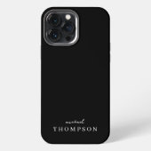 Modern zwart luxe professioneel monogram iPhone hoesje (Achterkant)