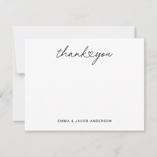 Modern Zwart Manuscript Personalized Weddenemonogr Bedankkaart (Voorkant)