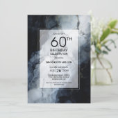 Modern Zwart Marmer 60e Verjaardagsfeestje Kaart (Staand voorkant)