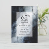 Modern Zwart Marmer 65e Verjaardagsfeestje Kaart (Staand voorkant)